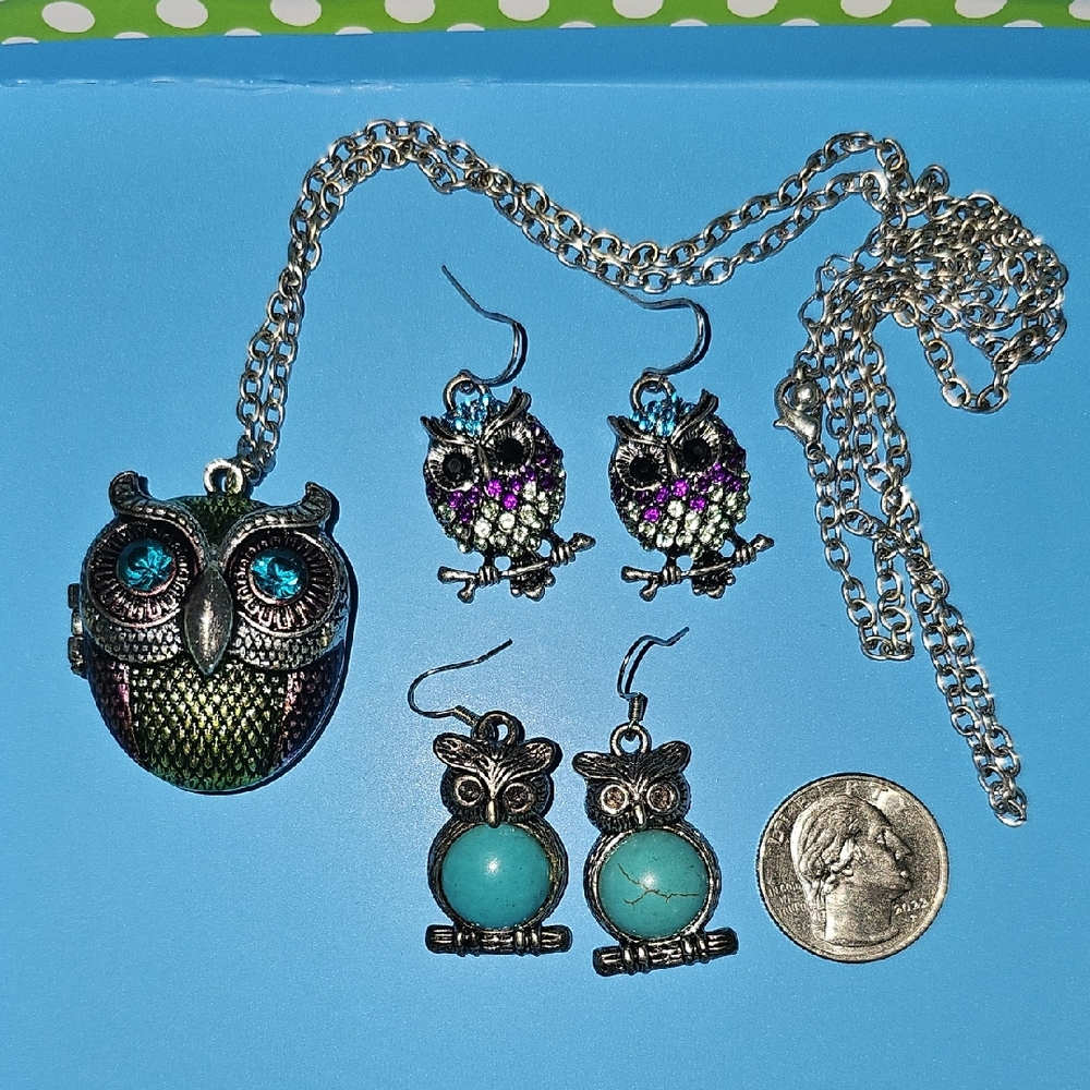 Owl Pendant Necklace and Earring Sets